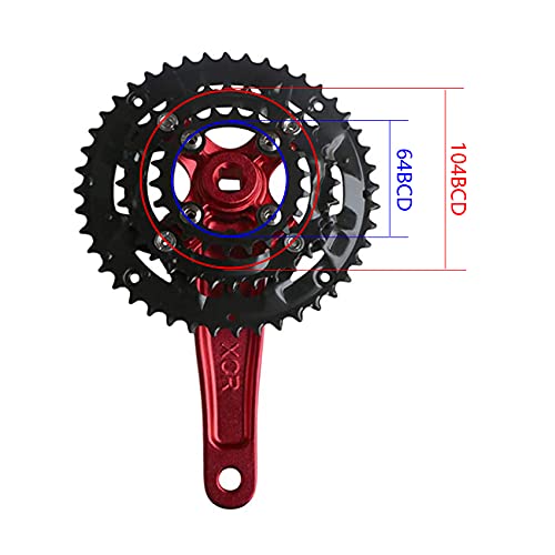 shanmashi Andeshunk Crankset Red Mountain MTB Bike Crankset Hollow Integrated Chainring Crank Set Bicycle Chainring Sprocket Round Bolts for Road Cycling Crank