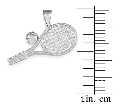 Sports Charms 925 Sterling Silver Smashing Racquet And Ball Charm Tennis Pendant Necklace, 16" #TOP2
