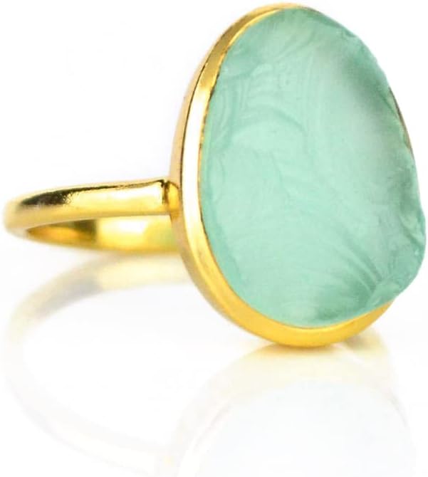 Rough Cut Teardrop Shaped Statement or Stacking Ring, Bezel Set Raw Stone, Sterling Silver or Gold Vermeil