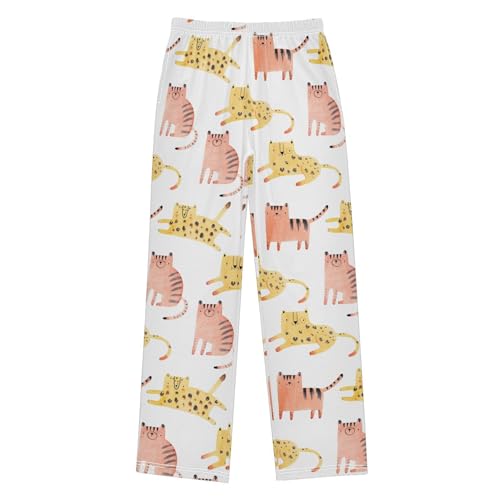 Boys' Pants Cute Wild Cats Jungle Animal Long Bottoms Jogger Pants Elastic Waist Trousers with Pockets S-XL