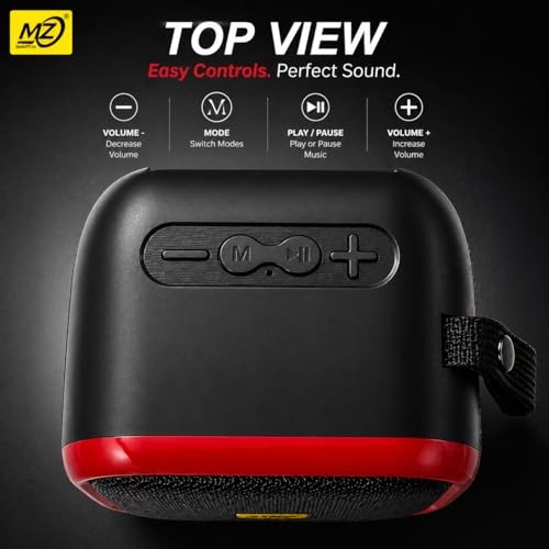 Image of 10W Wireless Bluetooth Speaker with Deep Bass, TWS Function, Type-C Fast Charging, 3-5 Hours Playtime, Portable Mini Speaker with FM /USB /TF Card Support & Bluetooth 5.0 (RED)
