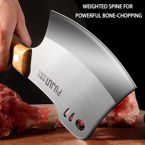 Kvlniqs Meat Bone Cleaver Knife for Meat Cutting, Handmade Heavy Duty Butcher Axes, Hand Forged Full Tang Chopper for Home Kitchen Outdoor BBQ Camping Birthday Christmas Mother Father Gifts Idea Men - Image 6