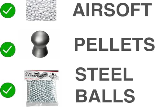 Zielscheibenhalter 14x14 cm mit Kugelfang aus Stahl – inklusive 50 Zielscheiben – schwarz – für Airsoft, Luftgewehre und Luftpistolen – Diabolos – zum Aufhängen oder Aufstellen