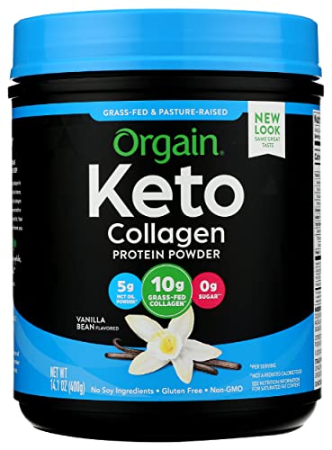 Orgain Keto Collagen Protein Powder, Vanilla, Dairy Free, Sugar Free, Gluten Free & Non-GMO, 14 Oz