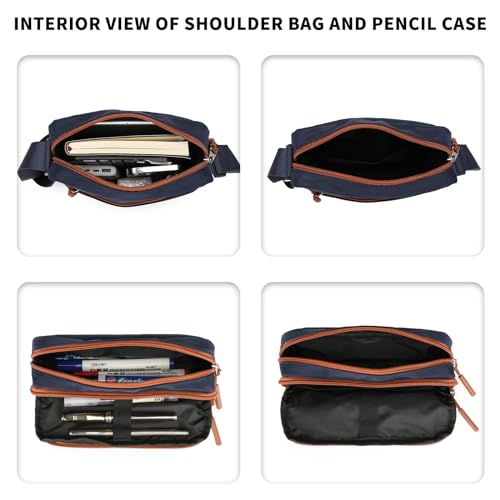 Kono Luminous School Backpack 3-in-1 Set, Anime Boys Schoolbag Crossbody Bag Pencil Case, 15.6" Laptop Rucksack for Students Teens Girls (Navy) - Image 5