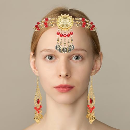 Accesorios de danza del vientre: collar con monedas y pulsera ajustable boho 7
