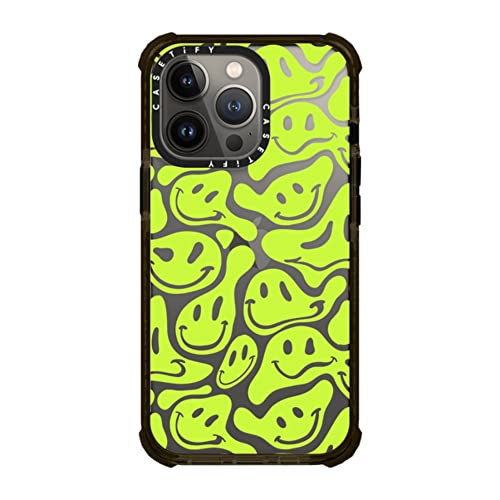 CASETiFY Ultra Impact Case for iPhone 13 Pro - Acid Smiles Neon Green - Clear Black