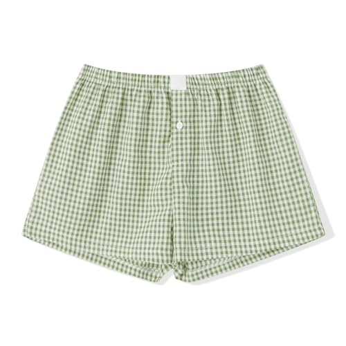 Image of Y2k Women Gingham Boxer Shorts Low Rise Micro Pajamas PJ Sleep Short Pants Plaid Sleepwear Sleeping Lounge Bottoms