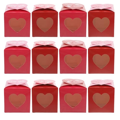 Imagen de CLISPEED Caja de San Valentín Motivo de Corazón Hueco Papel Resistente Kit de Decoración para Fiestas 12 Unidades Adecuado para Dulces Galletas y Regalos en Eventos Obsequios