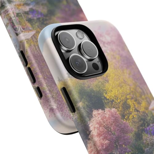 Coque iPhone 16 Pro Max antichoc rigide mate jardin fleuri cascade