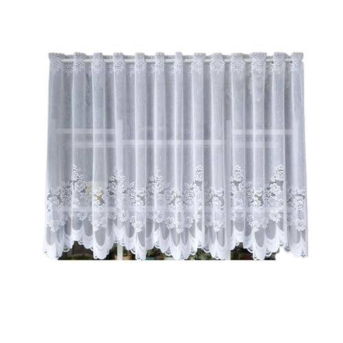 MDSRFGN Cortinas Cortas Cortinas Cortas de Tul Transparente con Bolsillo for Barra, Malla Encaje Blanco, for Cocina, Armario, Dormitorio, cafeterías, Ventanas Lazos para Windows(1 PCS W150 X H60cm)