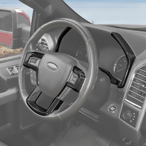 Image of RT-TCZ Dashboard Panel Cover Interior Trim Kit Decoration Interior Accessories for Ford F150 2015-2020 (Black Carbon Fiber)