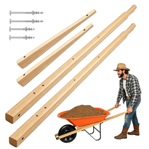 Quaocens Wooden Wheel Barrow Handles Kit Includes 304 Stainless Steel Nuts and Bolts Along with 2 Wedges Wheelbarrow Handles Replacement Kit for Gardening and Moving