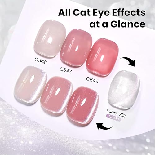 Image of Beetles Lunar Silk Silver Cat Eye Gel Nail Polish - 15ML Full Size Silver Cat Eye Glitter Gel Polish Magnetic Shimmer Effect Soak Off UV French Nail Art Design Salon DIY Manicure Gifts for Women