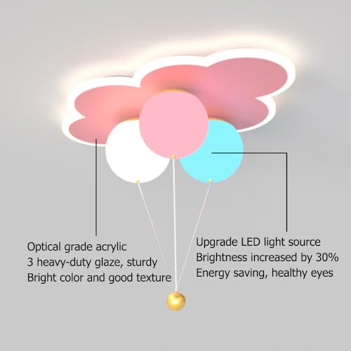Lámpara de techo infantil de nube acrílica y globos regulable de 3000K a 6000K 3