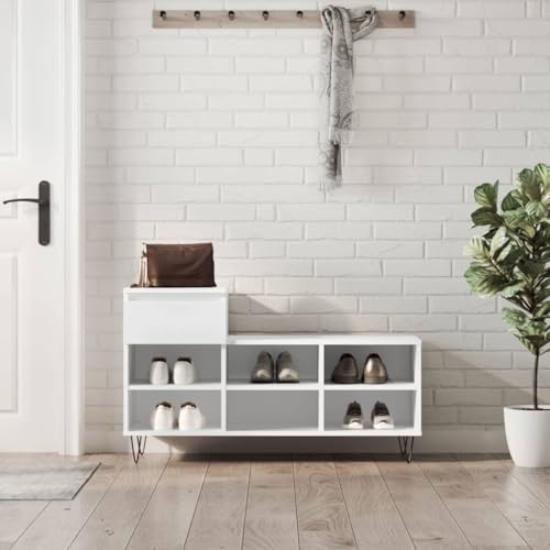 Zapatero modular ahorra espacio blanco de madera para entrada moderna 2
