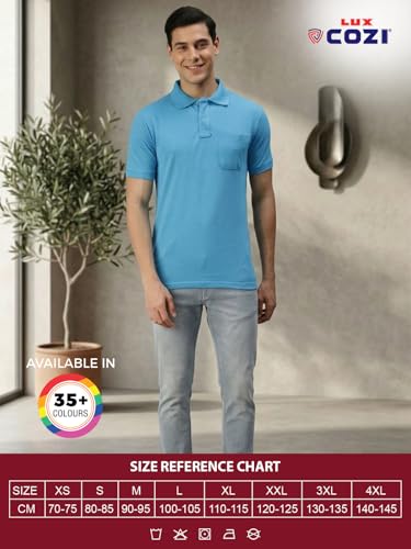 Image of Lux Cozi Men's T-Shirt with Chest Pocket | Polo T-Shirt for Man | Plain Casual Stylish | Half Sleeve| Cotton Blend Collar Polo T-Shirts for Men