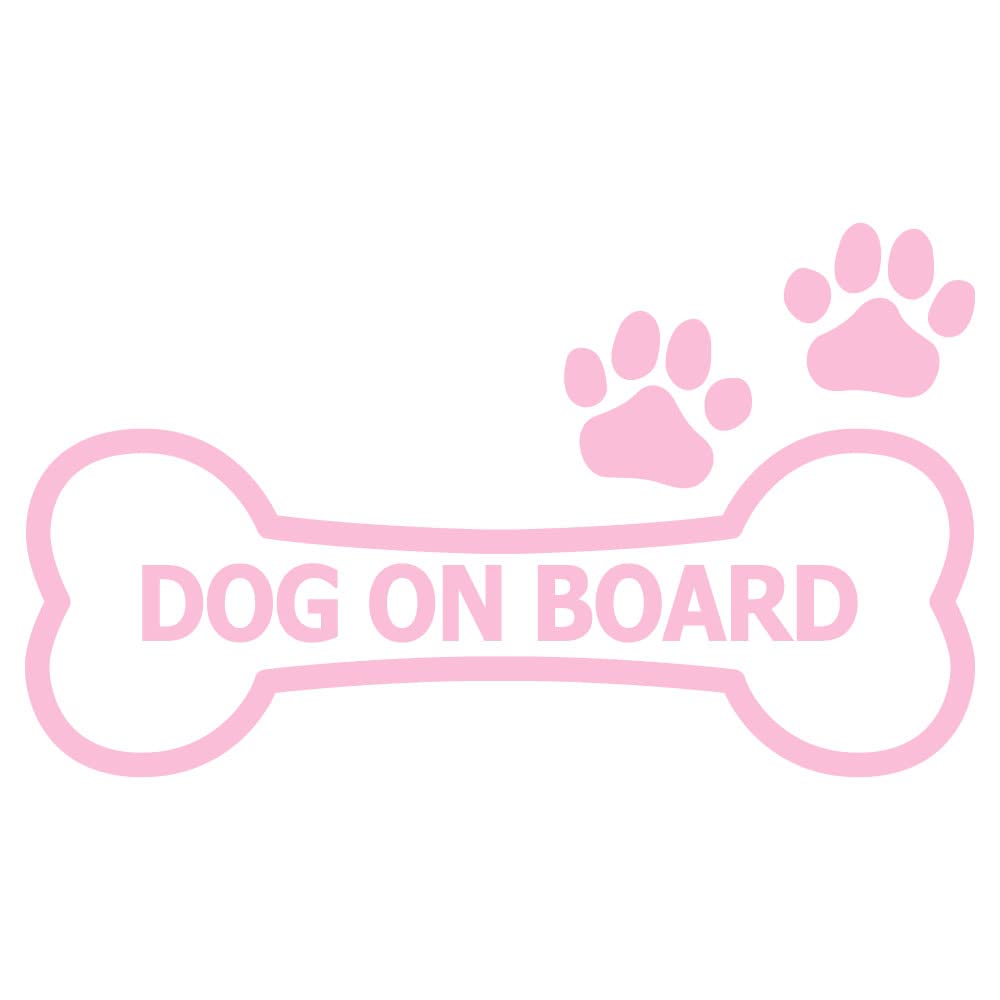 Chien à bord autocollant patte d'os rose saumon L pour trajets sereins