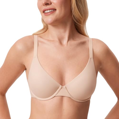 DELIMIRA Women's Inbarely Plus Plunge Bra Underwire Full Coverage Plus Size Unlined Bras