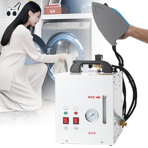 GIZMIT Vaporizador con generador de 900 W, estación de Planchado Profesional, Plancha de Vapor eléctrica con Caldera de 1600 W con manómetro, Cabezal de Planchado de 900 W, para Tiendas de Ropa