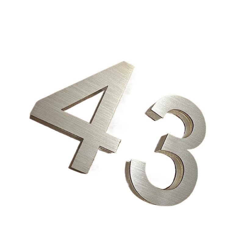 Numero civico, Adesivi con numeri in acciaio inossidabile da 75 mm, civici in metallo trasparenti, targhe for porte, 0 a 9(4)