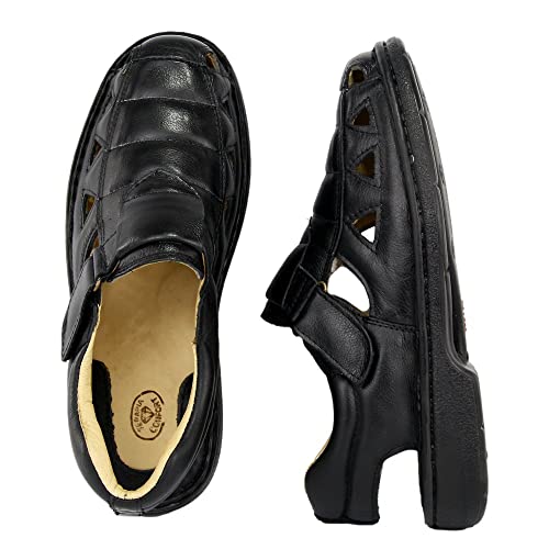 Sandalia Masculina Anti Stress de Couro Palmilha Conforto Preto Cor:Preto;Tamanho:42;Gênero:Masculin