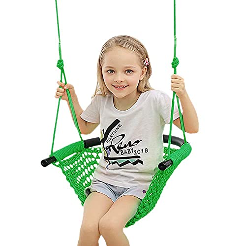 PDJW Kids Swing, Swing Sets for Backyard with Adjustable Ropes and Snap Hooks Children Swing Sets for Tree, Indoor, Room, Outdoors, Playground, 440 lbs Capacity (Green)