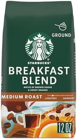 Starbucks Ground Coffee, Medium Roast Hot or Iced Coffee, Breakfast Blend, 12 oz 
