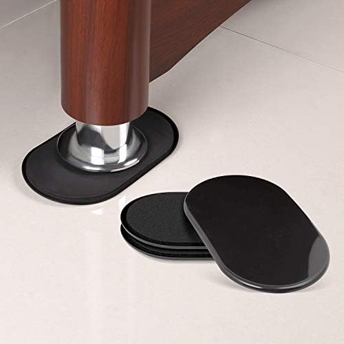 AIRUJIA 8 PCS Reusable Furniture Sliders Glides for Carpet Surfaces, Quickly and Easily Moving Heavy Furniture with Furniture Moving Pads Oval Black