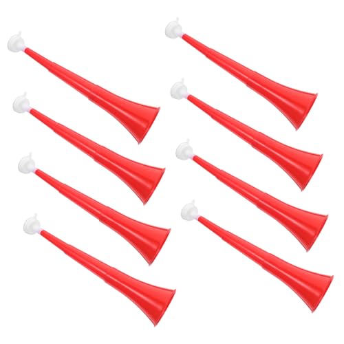 FUNOMOCYA 8pcs Collapsible Stadium Horns Red Vuvuzela Trumpet Megaphone Prop for Sporting Event Noise Making Football Party Favor Carnival Cheer