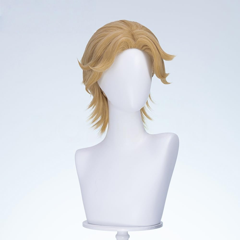 Game Cosplay Wig Short Straight Wig Linen Yellow Hair Heat Resistant Wigs Party Wigs