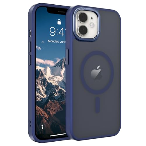 Image of Magnetic iPhone 11 case,Compatible with Magsafe, Military-Grade Protection,Slim Translucent Matte Shockproof with Anti-Scratch Anti-Fingerprint Phone Cover (Dark Blue, iPhone 11)