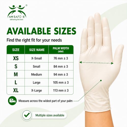 Image of AM Safe x Latex Gloves | White | Food Handling | CE Approved | Non Sterile | All-Purpose | Powdered | Cleaning |Examination Gloves |40 pcs|Small