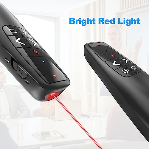 wireless presentation clicker powerpoint presenter remote  usb type c clicker with red laser pointer long range ppt control -power point google slide advancer for mac laptop pc computer keynote