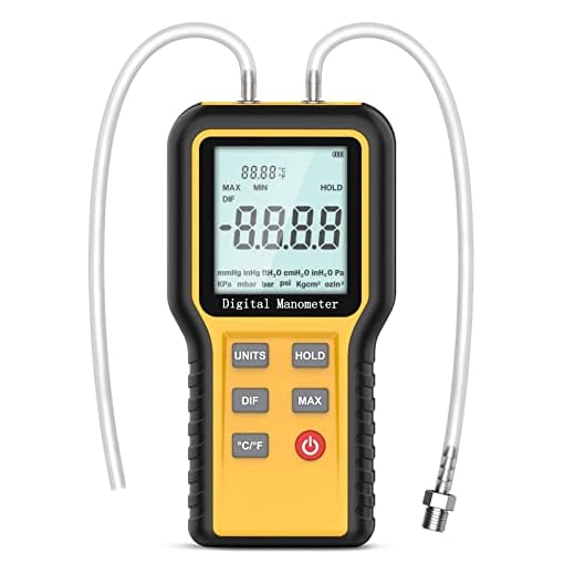 BTMETER Manometer Gas Pressure Meter, Dual Port Manometro Pressure Differential Gauge Check Air Flow Pressure for HVAC Gas Furnace, Digital Manometer w/Backlight 12 Measure Units QX-1201