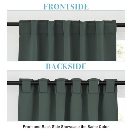 RYB HOME Blackout Curtains for Bedroom, Small Windows Shades Thermal Insulating Privacy Drapes for Living Room Classroom Kitchen Bathroom Dining, Wide 42 x Long 36 inch, Dark Green, 2 Panels