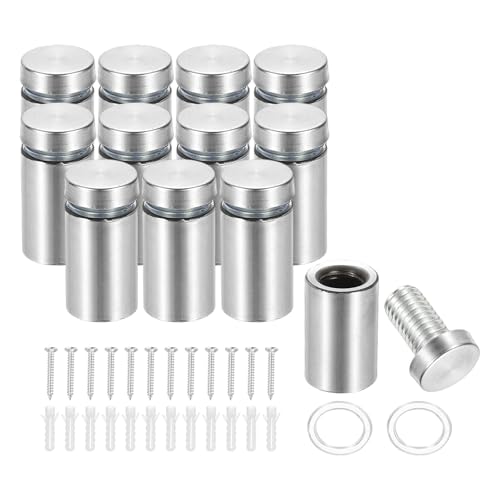 Image of PATIKIL 5 /8 inch x 1.2 inch Standoff Screws, 12 Pack Stainless Steel Wall Mount Sign Standoffs Mounting Hardware Advertising Nail for Hanging Acrylic Picture Frame, Silver