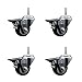 Polyurethane Swivel Threaded Stem Caster Set of 4 w/3" x 1.25" Black Wheels and 3/4" Stems - Includes 4 with Posi Lock Brakes - 1,200 lbs Total Capacity - Service Caster Brand