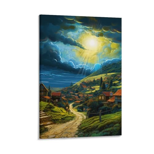 Impression sur toile les villages haute définition décoration murale salon et chambre 50x75