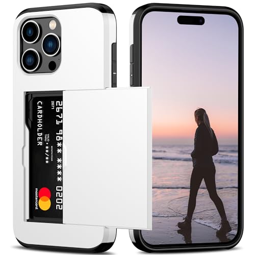 Nvollnoe for iPhone 15 Pro Max Case with Card Holder White