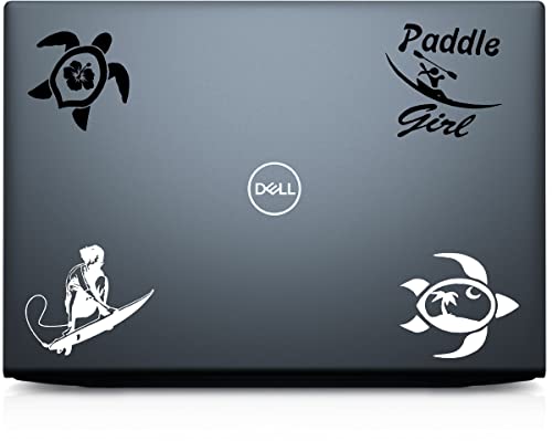 14 Pack Black - Beach Bumper Sticker Vinyl - Ocean Car Decal Sea Turtle Sticker Tropical Palm Beach Flip Flops Decal Sticker Wave Decal Vinyl Car Sticker | Cars Trucks Vans Walls Laptop (Black) #TOP2