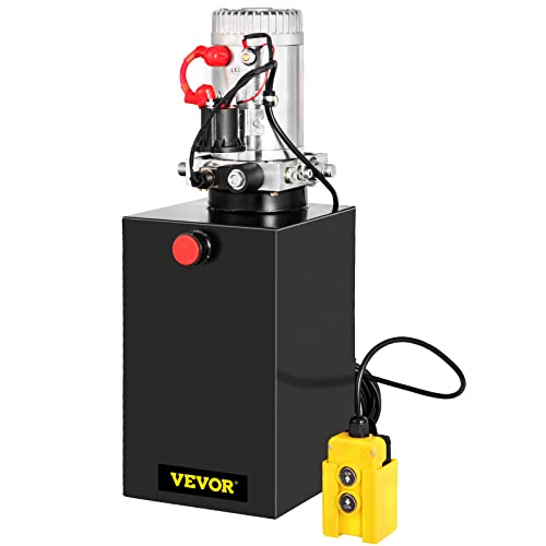 Mophorn Single Acting Hydraulic Pump 12V Dc Hydraulic Power Unit 3.75 Gallon Dump Trailer Pump Steel Hydraulic Power Unit (Steel, 15 Quart/Single Acting) #TOP7
