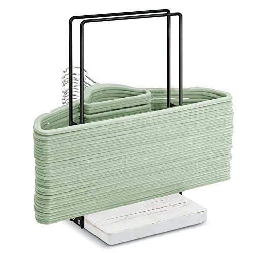 Hanger Holder Organizer, Rustic Wood Clothes Hanger Holder, Portable Hanger Organizer Rack Hanger Caddy Stand for Adult or Child Clothes, Hanger Storage Rack for Closet Laundry Dry Cleaning Room