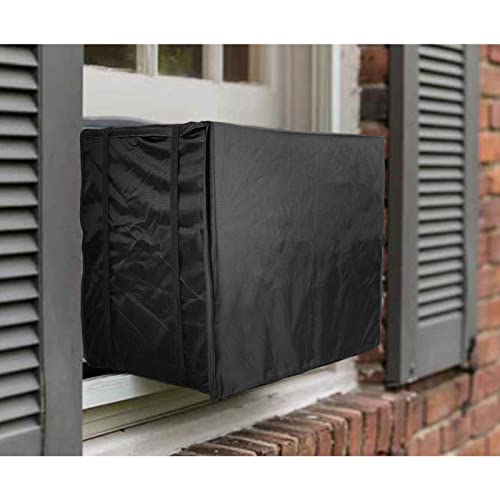 Window Air Conditioner Covers for Outside Units Dust-Proof Waterproof Window AC Outdoor Cover for Winter (27.5\"W x 19\"H x 23\"D), Black