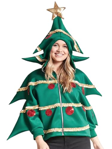 Costume de sapin de Noël à paillettes manches longues : restez au chaud et chic