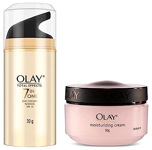 Image of Olay Total Effects Day Cream with Vitamin B5, Niacinamide, Green Tea, SPF 15 Fights with UV Protection for Normal, Dry, Oily & Combination Skin, 20 gm & Olay Moisturising Cream, 50g