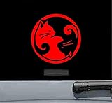 JS Artworks Yin yang Cats Vinyl Decal Sticker (RED)