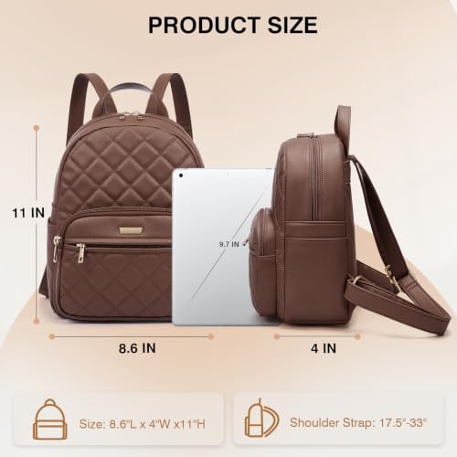 Image of Marvolia Mini Backpack Vegan Leather Small Backpack, Brown
