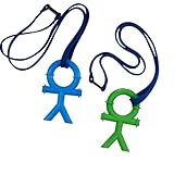 Sensory Direct Chewbuddy Stickman & Lanyard - Pack of 2, Sensory Toy for a Fidget, Chew or Teething Aid | for Kids, Adults, Autism, ADHD, ASD, SPD, Oral Motor or Anxiety Needs | Blue & Green