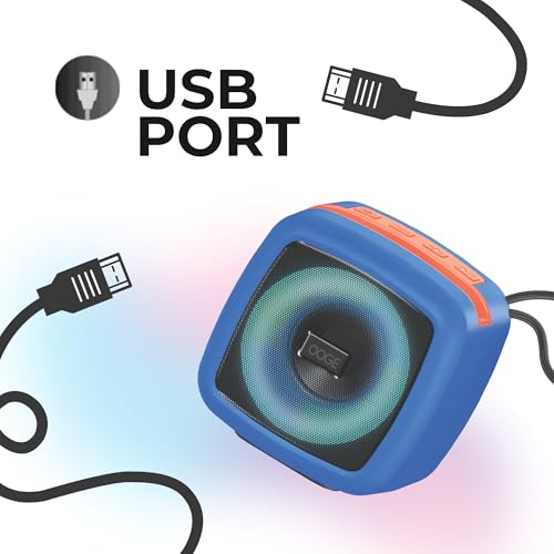 Image of OOGE Vibebox 1000 Bluetooth Speaker | 7W Wireless Speaker with AUX & USB Port | RGB Lights | Type-C Charging | Bluetooth 5.3 | Deep Bass | Compact & Stylish | Blue